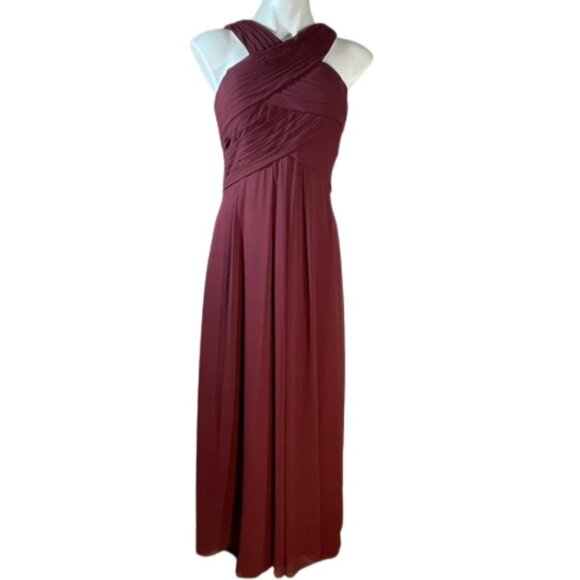 Bill Levkoff 7016 Pleated Bridesmaid Gown 12 Wine Modest long dress maxi - Picture 3 of 10